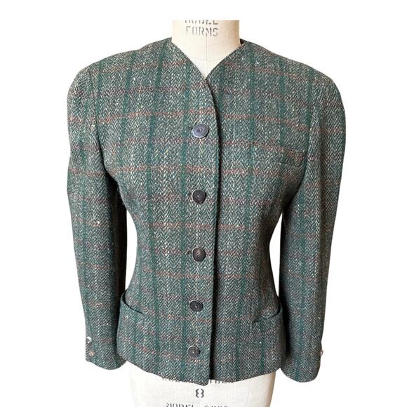 Vintage Kriza Tweed Button Down Wool Jacket Size 42./ US 10 - Picture 1 of 6